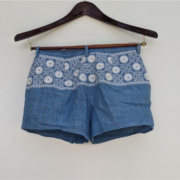Madewell Chambray Sunstitch Shorts Blue 2 - Picture 5 of 10